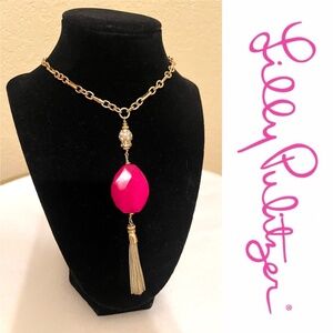 Lilly Pulitzer Gypset Long Necklace in Flamingo Pink and Gold